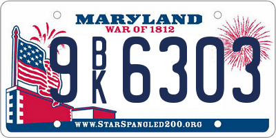 MD license plate 9BK6303
