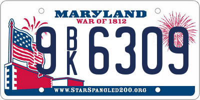 MD license plate 9BK6309