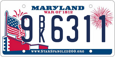 MD license plate 9BK6311