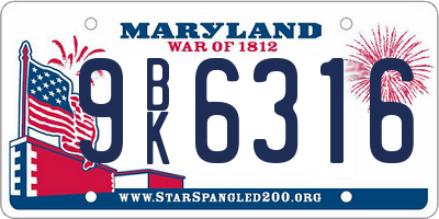 MD license plate 9BK6316