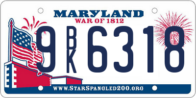 MD license plate 9BK6318