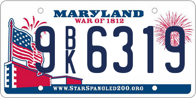 MD license plate 9BK6319