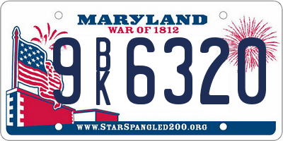 MD license plate 9BK6320