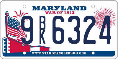 MD license plate 9BK6324