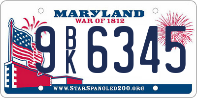 MD license plate 9BK6345