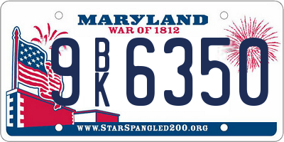 MD license plate 9BK6350