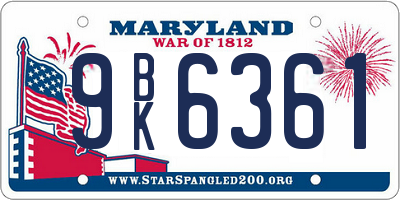 MD license plate 9BK6361