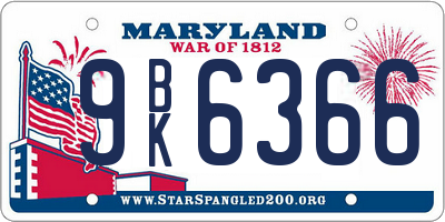 MD license plate 9BK6366