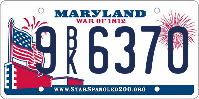 MD license plate 9BK6370