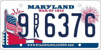 MD license plate 9BK6376