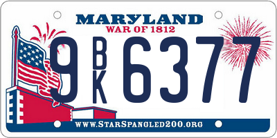 MD license plate 9BK6377