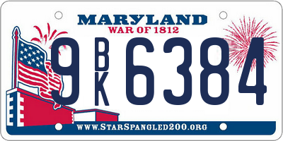 MD license plate 9BK6384
