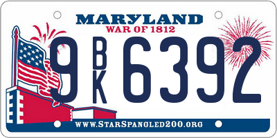 MD license plate 9BK6392