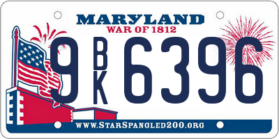 MD license plate 9BK6396