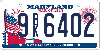 MD license plate 9BK6402