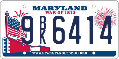 MD license plate 9BK6414