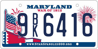 MD license plate 9BK6416