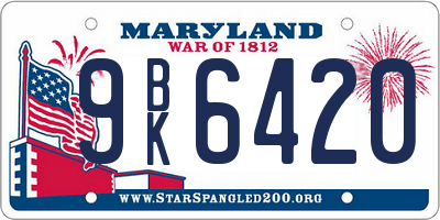 MD license plate 9BK6420