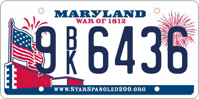 MD license plate 9BK6436