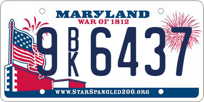 MD license plate 9BK6437