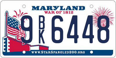MD license plate 9BK6448