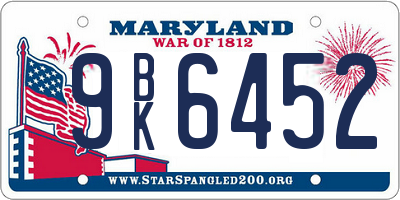 MD license plate 9BK6452
