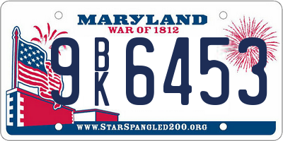 MD license plate 9BK6453