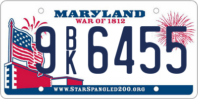 MD license plate 9BK6455