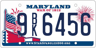 MD license plate 9BK6456