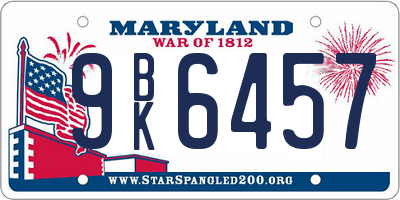 MD license plate 9BK6457