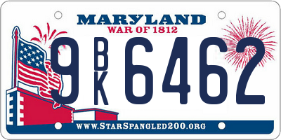 MD license plate 9BK6462