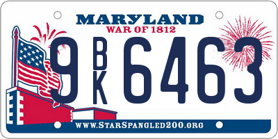 MD license plate 9BK6463