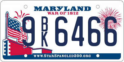 MD license plate 9BK6466