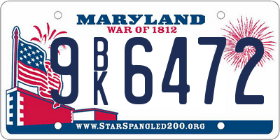 MD license plate 9BK6472