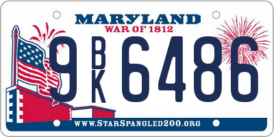 MD license plate 9BK6486