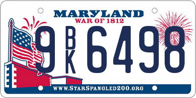 MD license plate 9BK6498