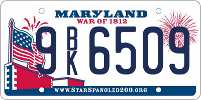 MD license plate 9BK6509
