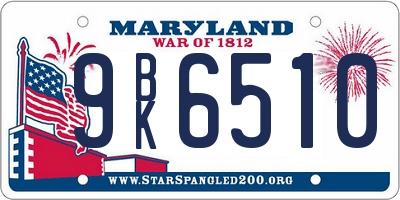 MD license plate 9BK6510
