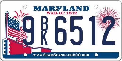MD license plate 9BK6512