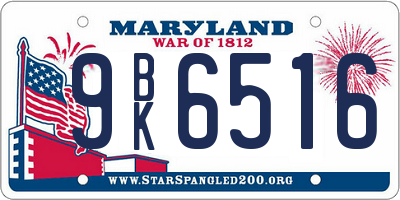 MD license plate 9BK6516