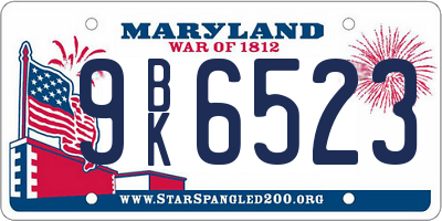 MD license plate 9BK6523