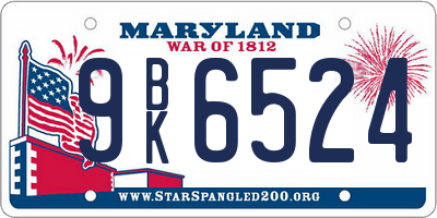 MD license plate 9BK6524