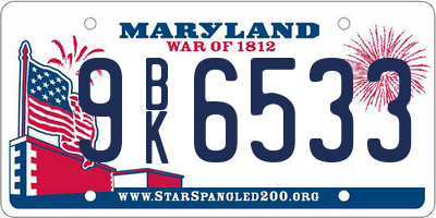 MD license plate 9BK6533