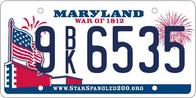 MD license plate 9BK6535