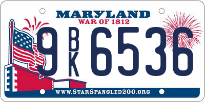 MD license plate 9BK6536