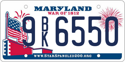 MD license plate 9BK6550