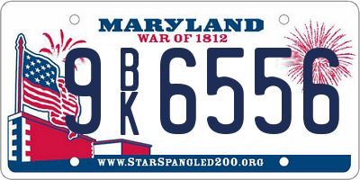 MD license plate 9BK6556