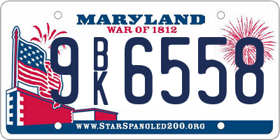 MD license plate 9BK6558