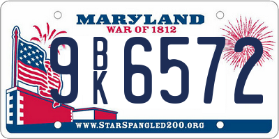 MD license plate 9BK6572