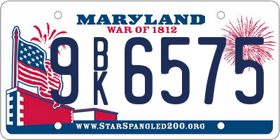 MD license plate 9BK6575
